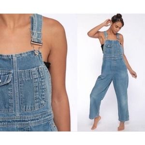 Vintage 90’s Loose Gap Woman’s Denim Overalls Size Medium 34x28.5